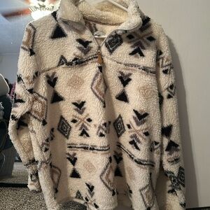 Warm & Cozy Fuzzy fleece Women’s Pullover Western Aztec Print size L